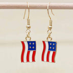 Boucles d'oreilles pendantes patriotiques drapeau en émail pour femme