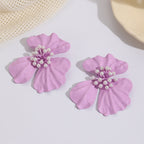 Clips d'oreilles pour femme motif floral avec perles