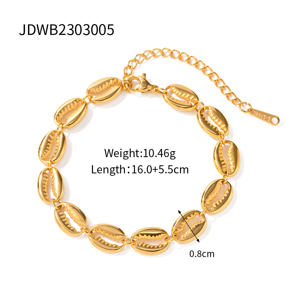 Bracelet pour femme avec motif coquillage en acier inoxydable