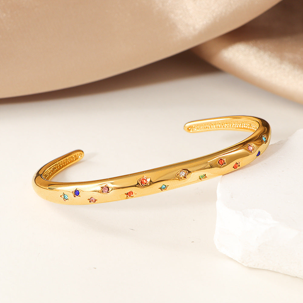 Bracelet jonc pour femme aux pierres précieuses colorées