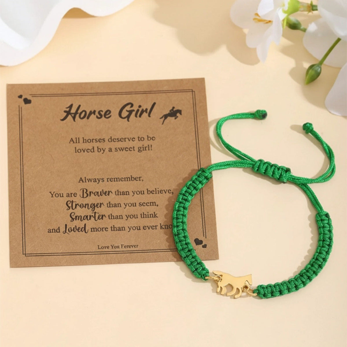 Bracelet d'amitié pour femme avec pendentif cheval