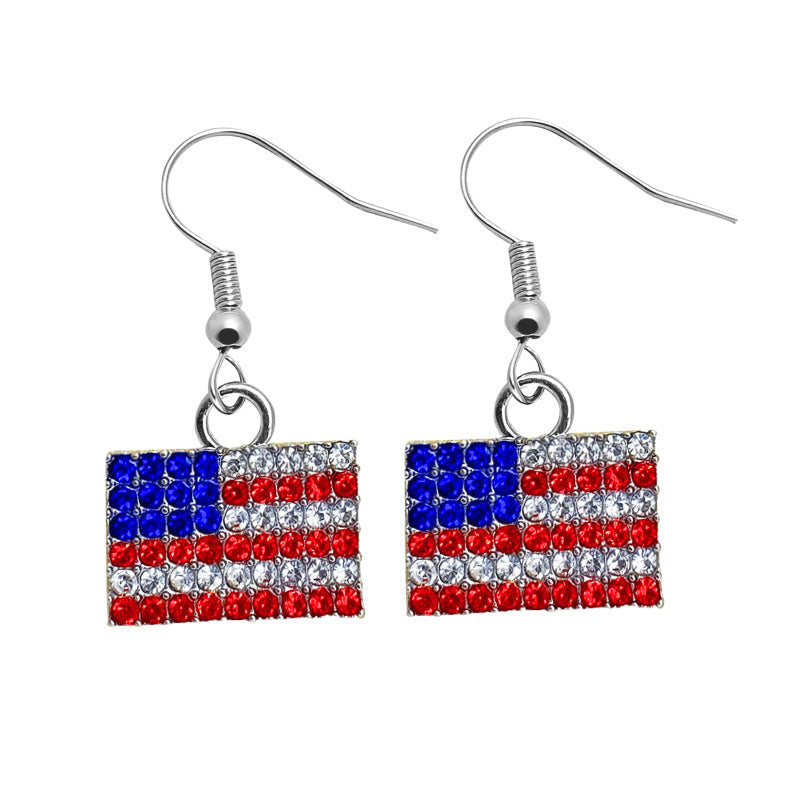 Boucles d'oreilles tongs avec cristaux et motif drapeau