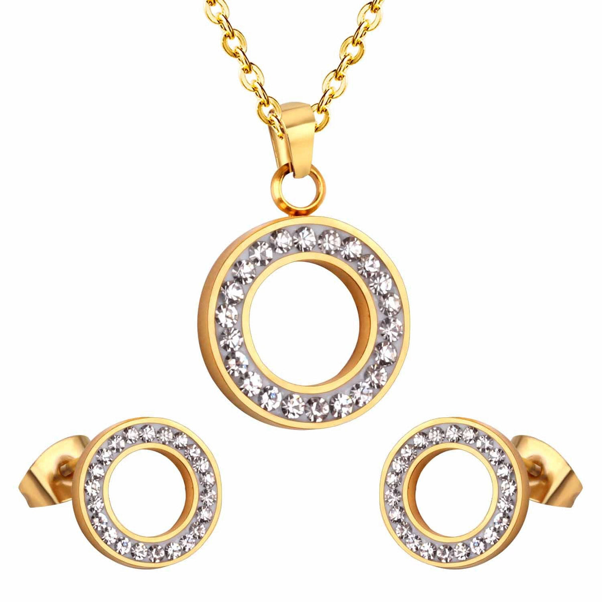 Parure de bijoux pour femme avec pendentif et boucles d'oreilles en zircon