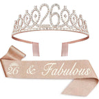 Couronne de princesse en cristal pour femme avec inscription 30 & Fabulous
