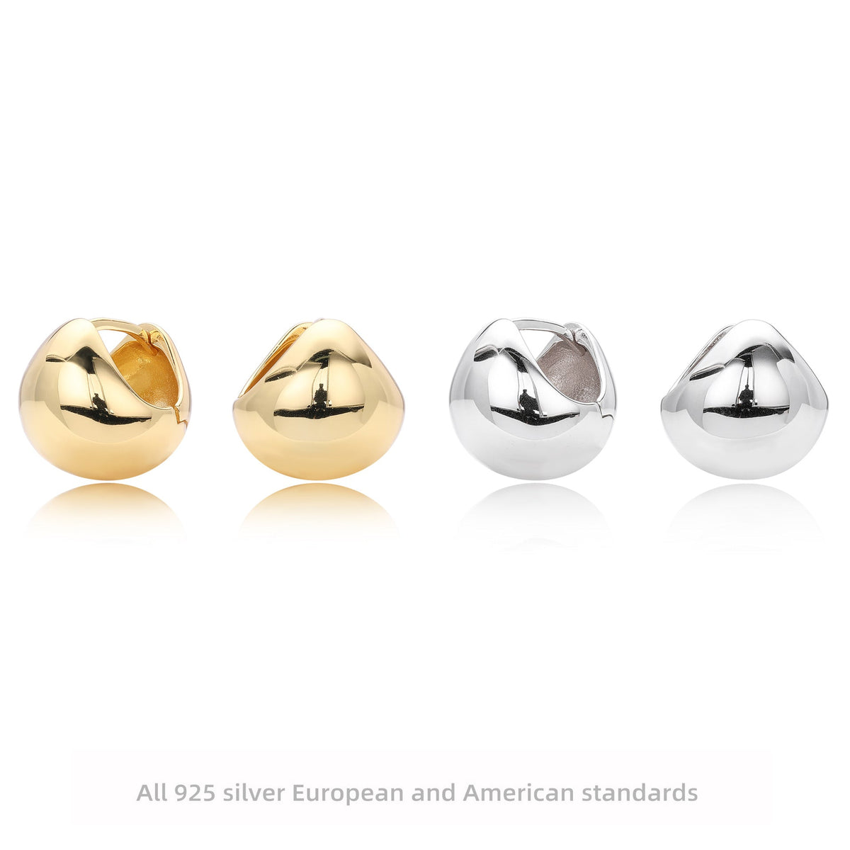 Clous d'oreilles pour femme en argent sterling 925 design incurvé