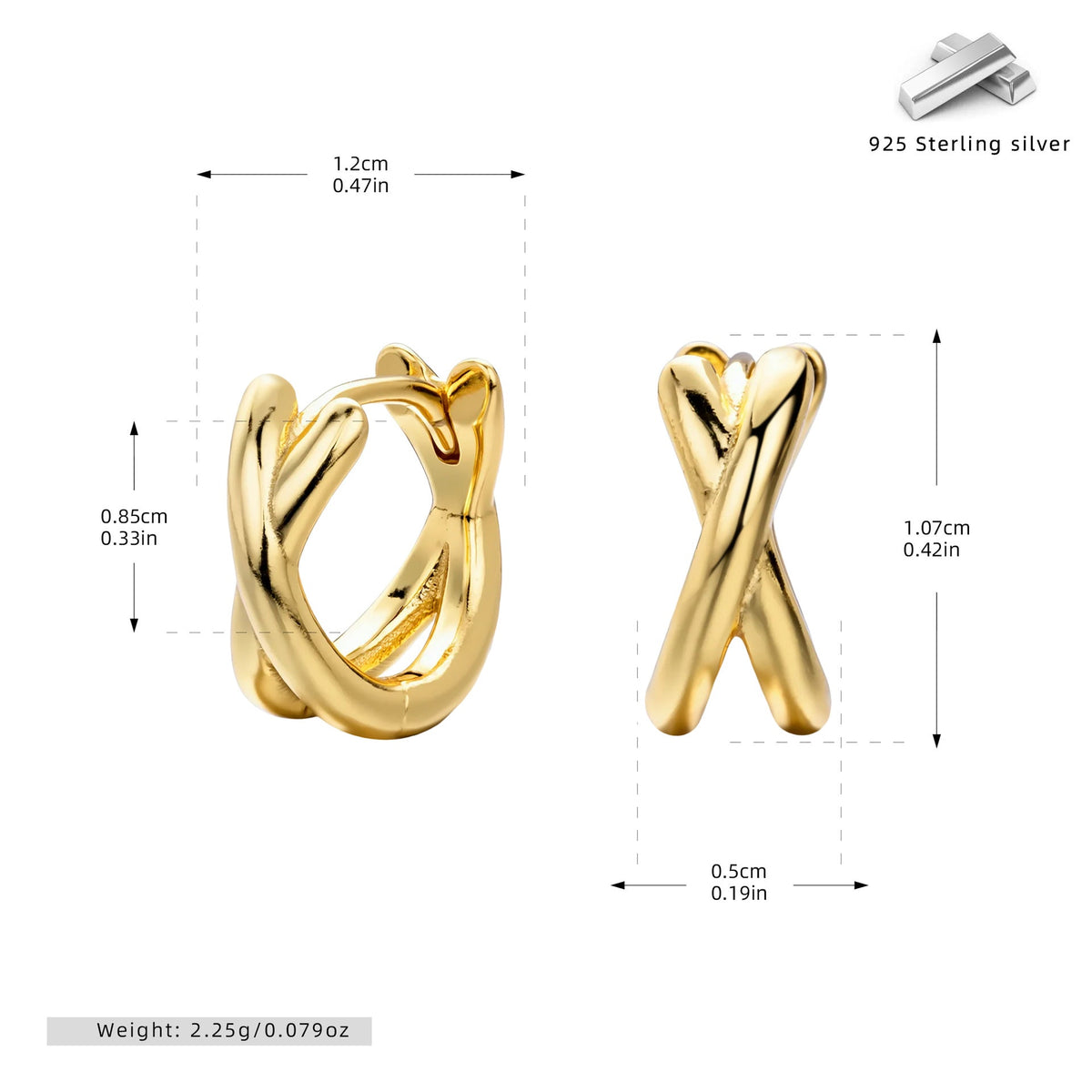 Créoles pendantes pour femme en argent sterling 925 design X