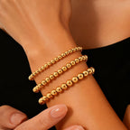 Ensemble de bracelets élégants dorés à perles pour femme