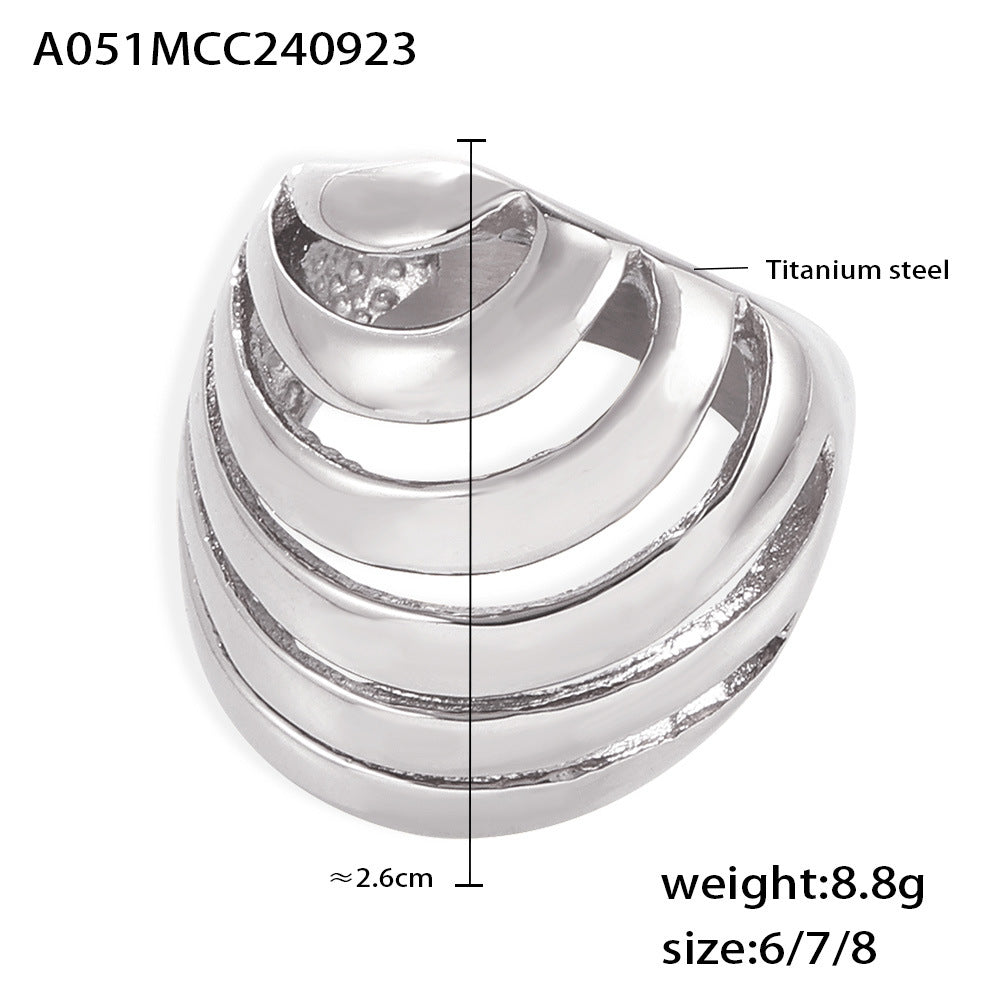 Bague pour femme en acier titane à motif géométrique