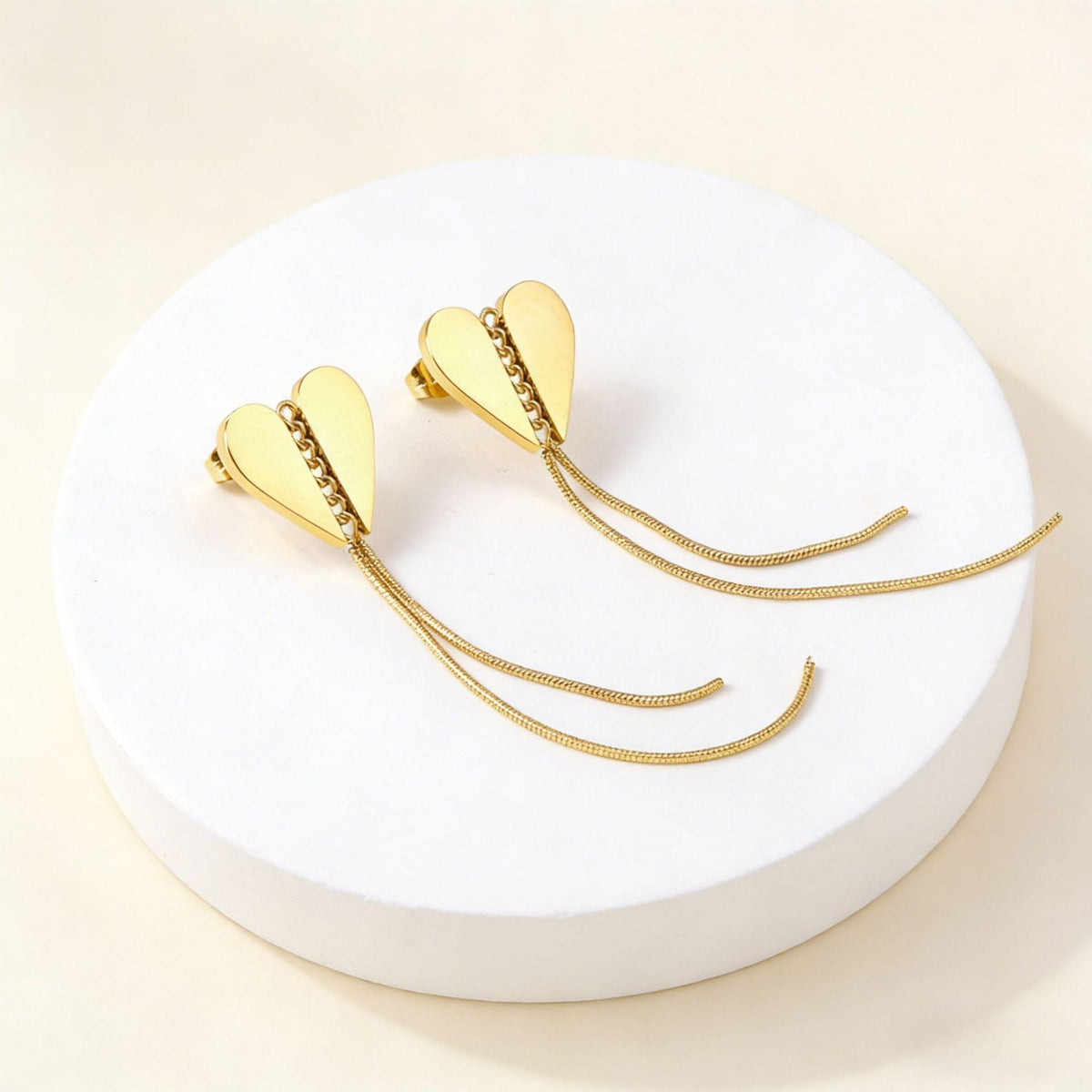 Boucles d'oreilles cœur avec chaînettes