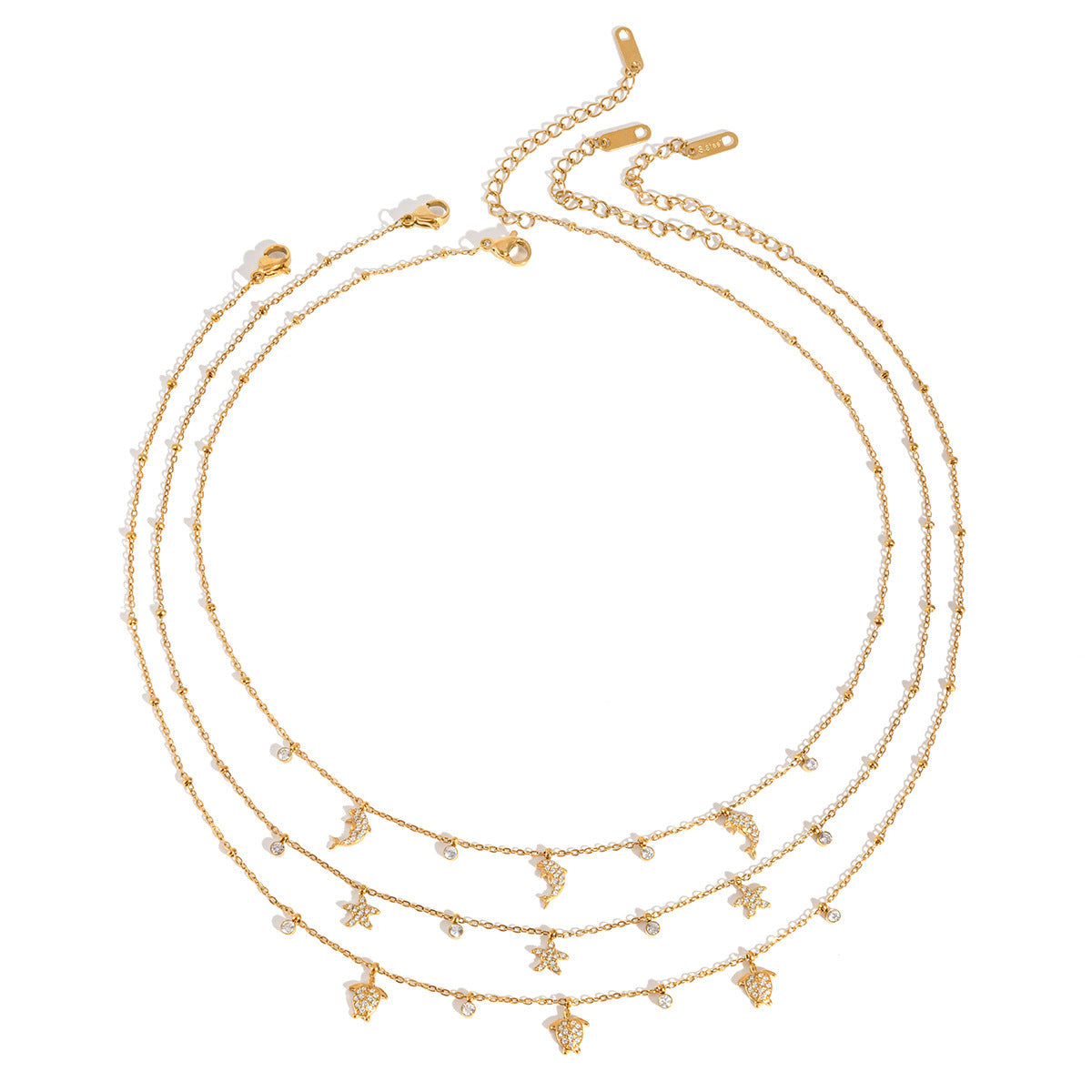Collier pour femme avec éléments en zircone étincelants et acier inoxydable hypoallergénique