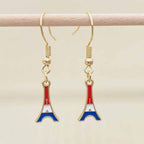 Boucles d'oreilles pendantes patriotiques drapeau en émail pour femme