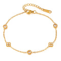 Bracelet de cheville délicat doré et réglable avec cristaux