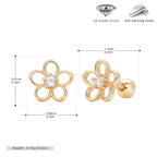Clous d'oreilles floraux en argent sterling 925