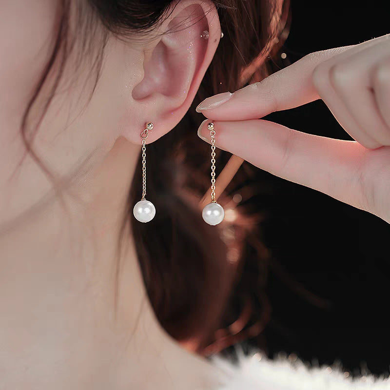 Boucles d'oreilles pendantes délicates avec perles pour femme