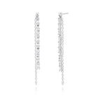 Boucles d'oreilles pendantes chaîne en argent et zircon