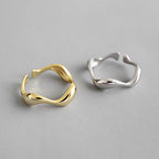 Bague ouverte sculpturale pour femme en acier inoxydable