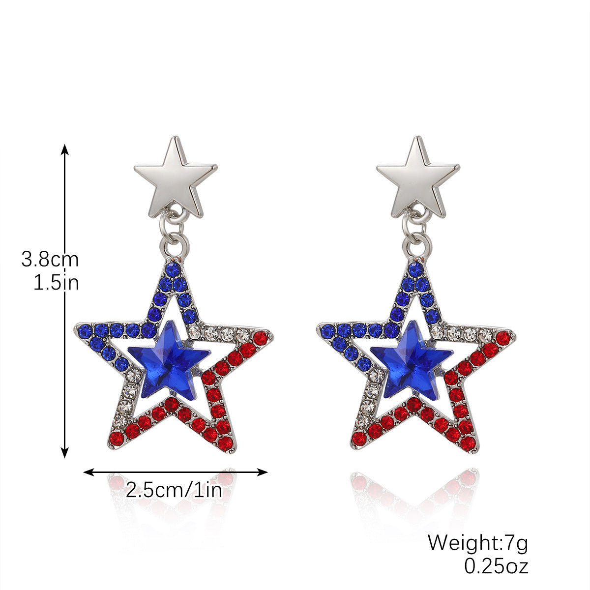 Boucles d'oreilles pendantes étoiles superposées en cristal pour femme