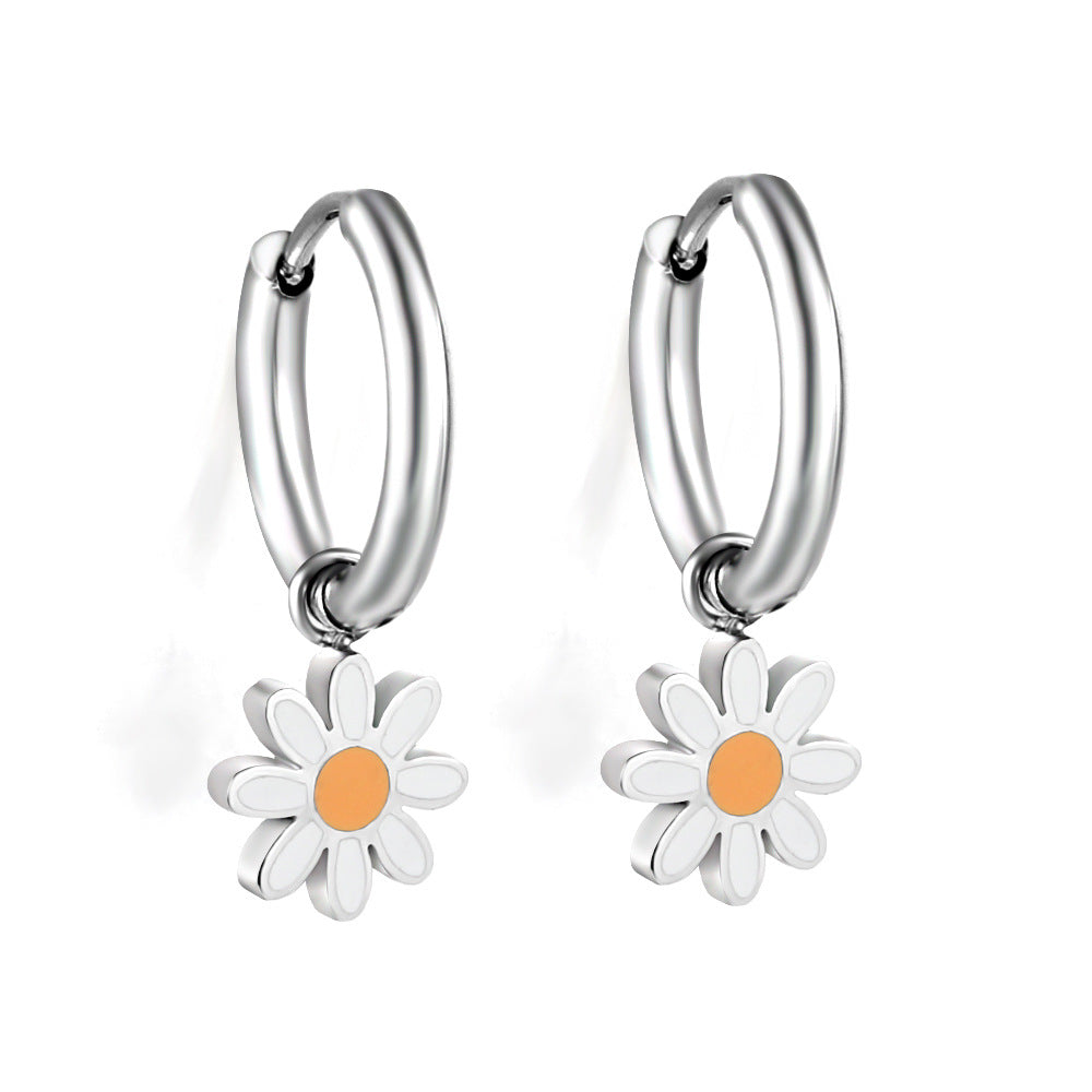 Boucles d'oreilles pendantes pour femmes au design floral