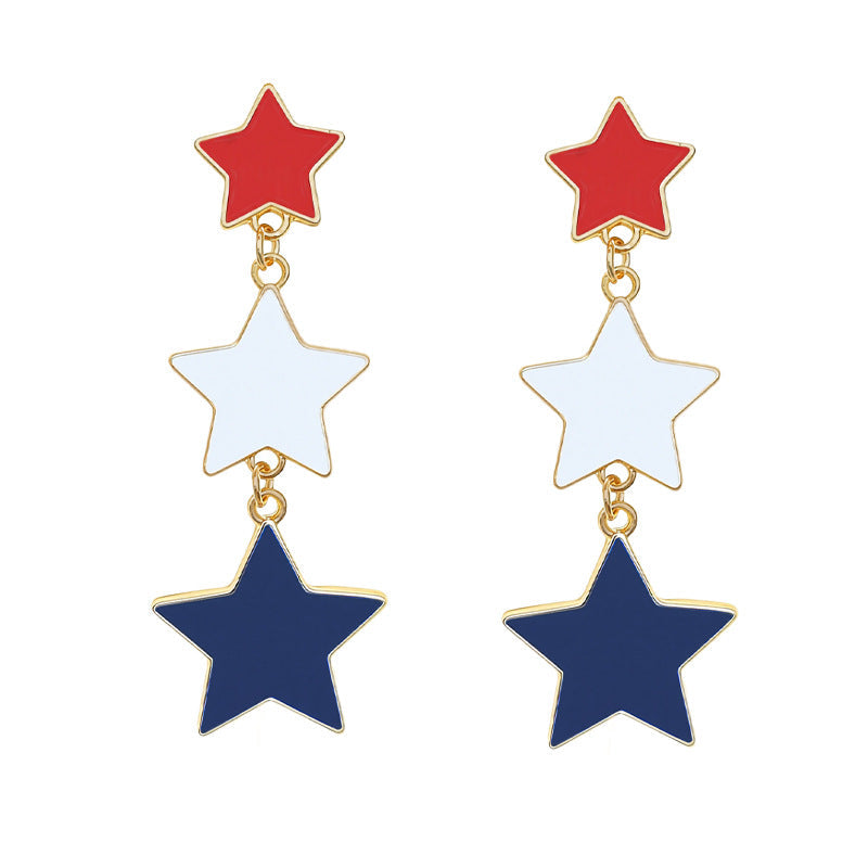 Boucles d'oreilles tongs avec cristaux et motif drapeau