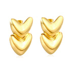 Boucles d'oreilles pendantes pour femme avec double cœur en acier inoxydable