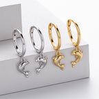Boucles d'oreilles pendantes dauphin en argent sterling 925
