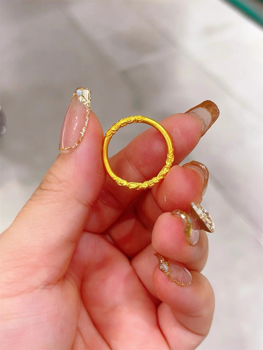 Bague anneau texturé complexe