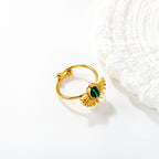 Bague pour femme avec malachite et finition dorée
