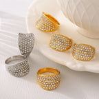 Bague pour femme en acier titane avec diamants tchèques