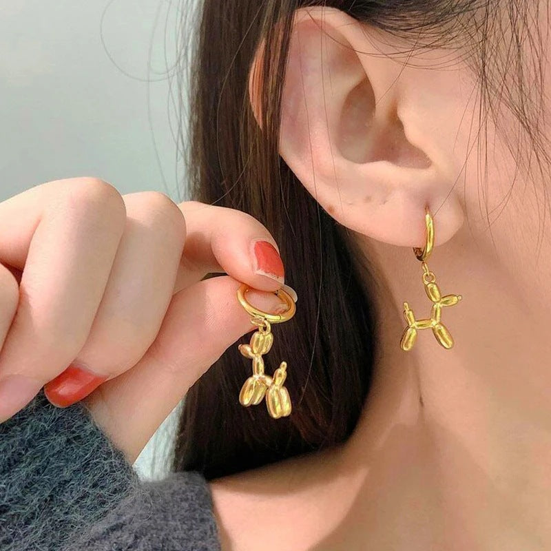 Boucles d'oreilles chien ludique en métal