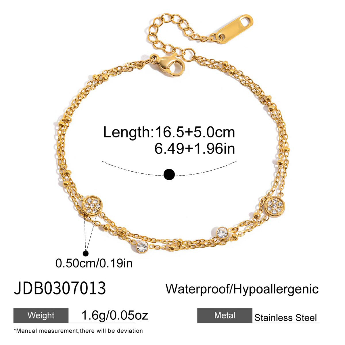 Bracelet pour femme avec zircons et design durable