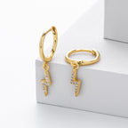 Boucles d'oreilles éclair en argent sterling 925 et zirconiums