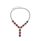 Collier Y pour femme avec pierres turquoise et finition argentée