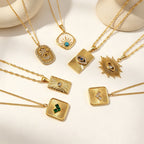 Collier pour femme avec pendentif carré orné de cristaux