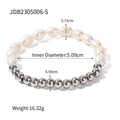 Bracelet élastique pour femme avec perles et éléments en acier inoxydable