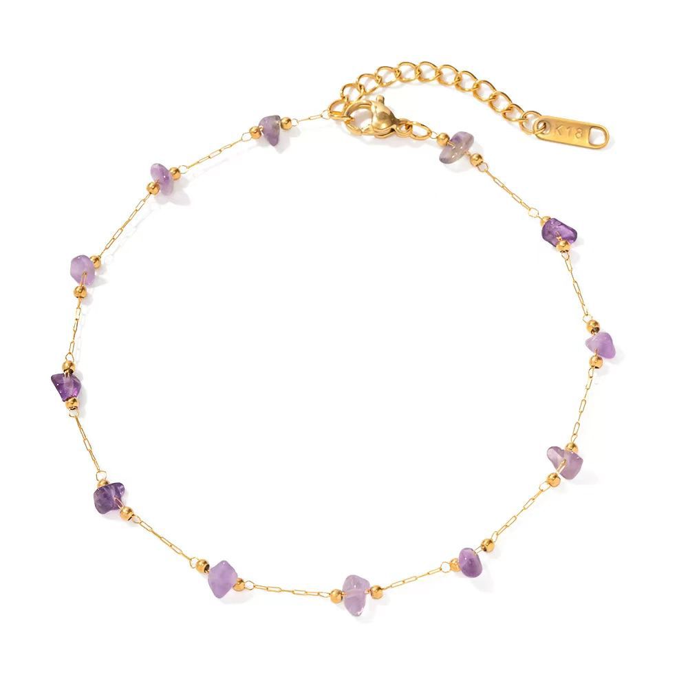 Bracelet de perles en améthyste pour femme