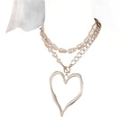 Collier chaîne cœur et perles