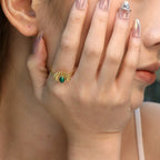 Bague pour femme avec malachite et finition dorée