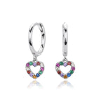 Damen Ohrhänger mit buntem Herzanhänger aus 925 Sterling Silber