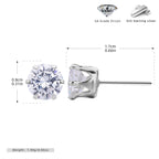 Boucles d'oreilles puces pour femme avec zircons 5A en argent sterling 925