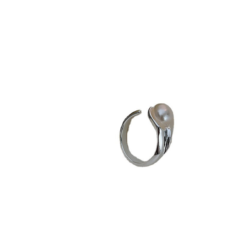 Bague en acier inoxydable pour femme avec perle