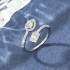 Bague élégante pour femme avec zircone étincelante et design à double sertissage