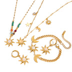 Collier pour femme avec pendentif soleil et lune en acier