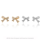 Boucles d'oreilles nœud en argent sterling 925 avec zircone