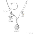 Collier pour femme avec pendentifs coquillage et étoile
