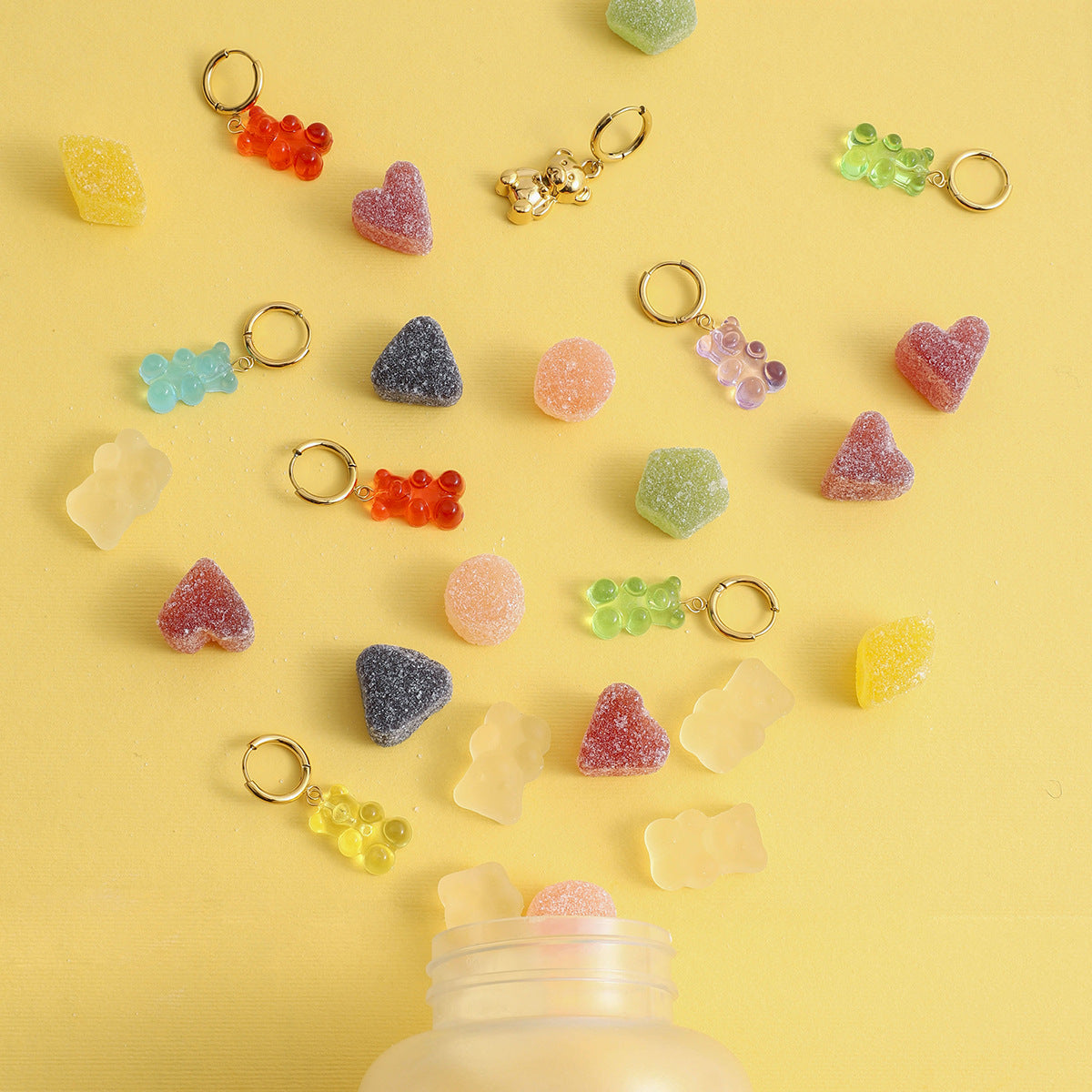 Boucles d'oreilles tendance en forme d'oursons en gomme