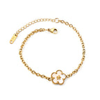 Bracelet pour femme avec pendentif floral en acier inoxydable