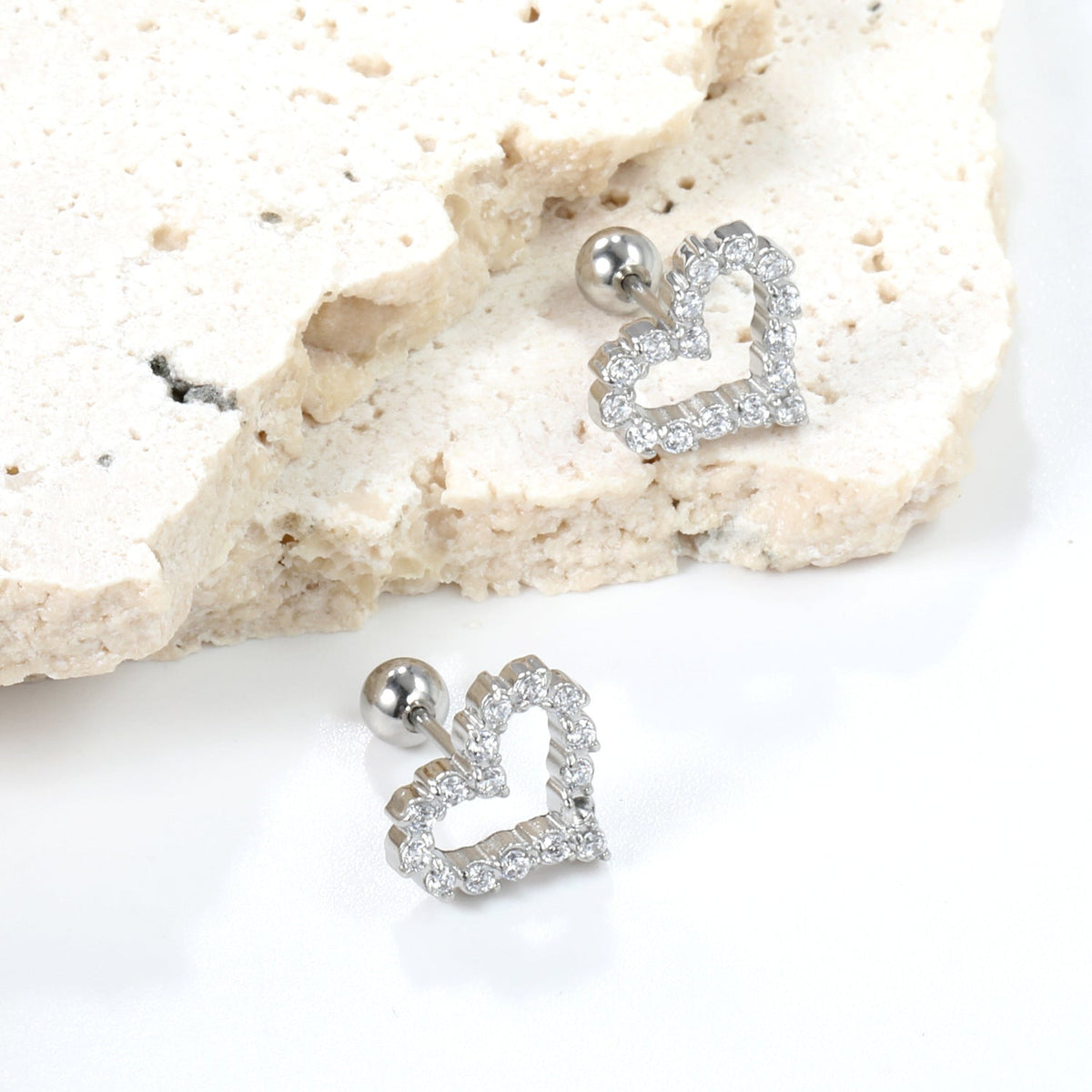 Boucles d'oreilles cœur avec cristaux