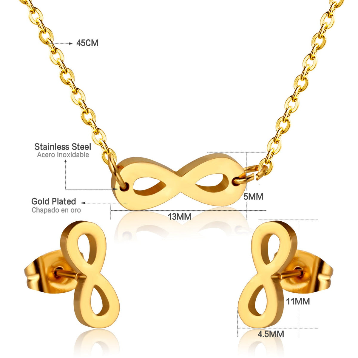 Bracelet pour femme avec symbole infini en acier inoxydable