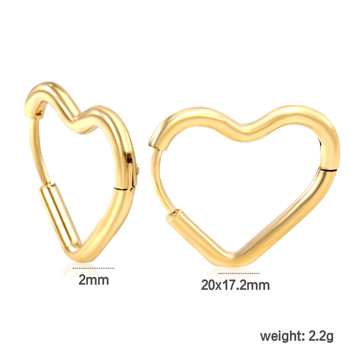Boucles d'oreilles pendantes cœur en acier inoxydable pour femme