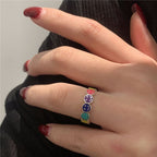 Bague pour femme avec motifs smiley colorés